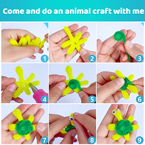 Iooleem 200pcs Light Blue Pipe Cleaners, Chenille Stems, Pipe Cleaners for Crafts, Pipe Cleaner Crafts, Art and Craft Supplies.