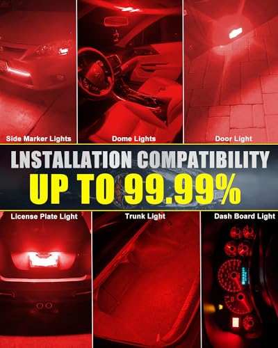 LEDYOTRY 194 LED Bulb Super Bright 2835 Chipset for Car Interior Dome Map Door License Courtesy Dash Lights Compact Wedge T10 168 W5W 2825 White Pack of 10