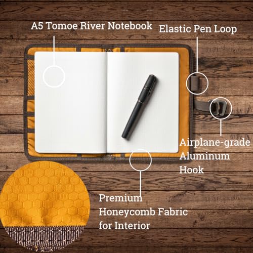 LOCHBY Field Journal A5 Planner Cover | Water Resistant Waxed Canvas | Pen Loop | Included Tomoe River Notebook | Perfect for Travel, Art, Bullet Journal