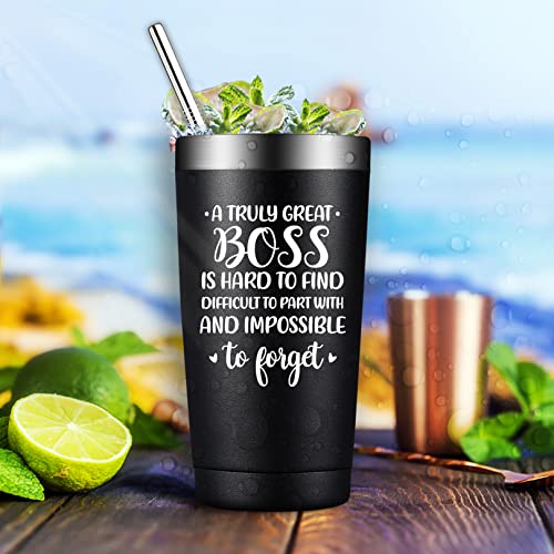 BIRGILT A Truly Great Boss is Hard to Find - Boss Day Gifts - Going Away Gift for Boss - Retirement, Birthday, Christmas Gifts for Worlds Best Boss - 20oz Boss Tumbler