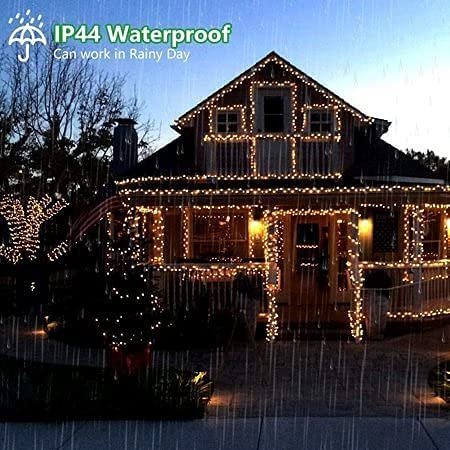 kemooie 300 LED Christmas Lights, 99FT Connective Green Wire Tree Lights, Plug in 8 Lighting Modes with Timer, Waterproof for Indoor Outdoor Patio Garden Wedding Party Decoration (Warm White)