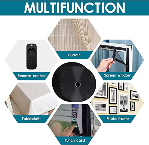 1 Inch x 82 Feet Black Hook Loop Strips with Adhesive Heavy Duty, Multi-Purpose Hook and Loop Tape, Double Sided Hook Loop Rolls, Picture Hanging Strips, Bulk Sticky Straps Wall Hanging Strips