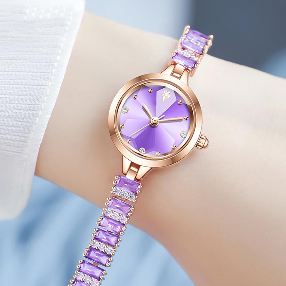 BESTKANG Crystal Women's Watch Diamond Fashion Luxury Elegant Waterproof Women's Wrist Watch (Purple)