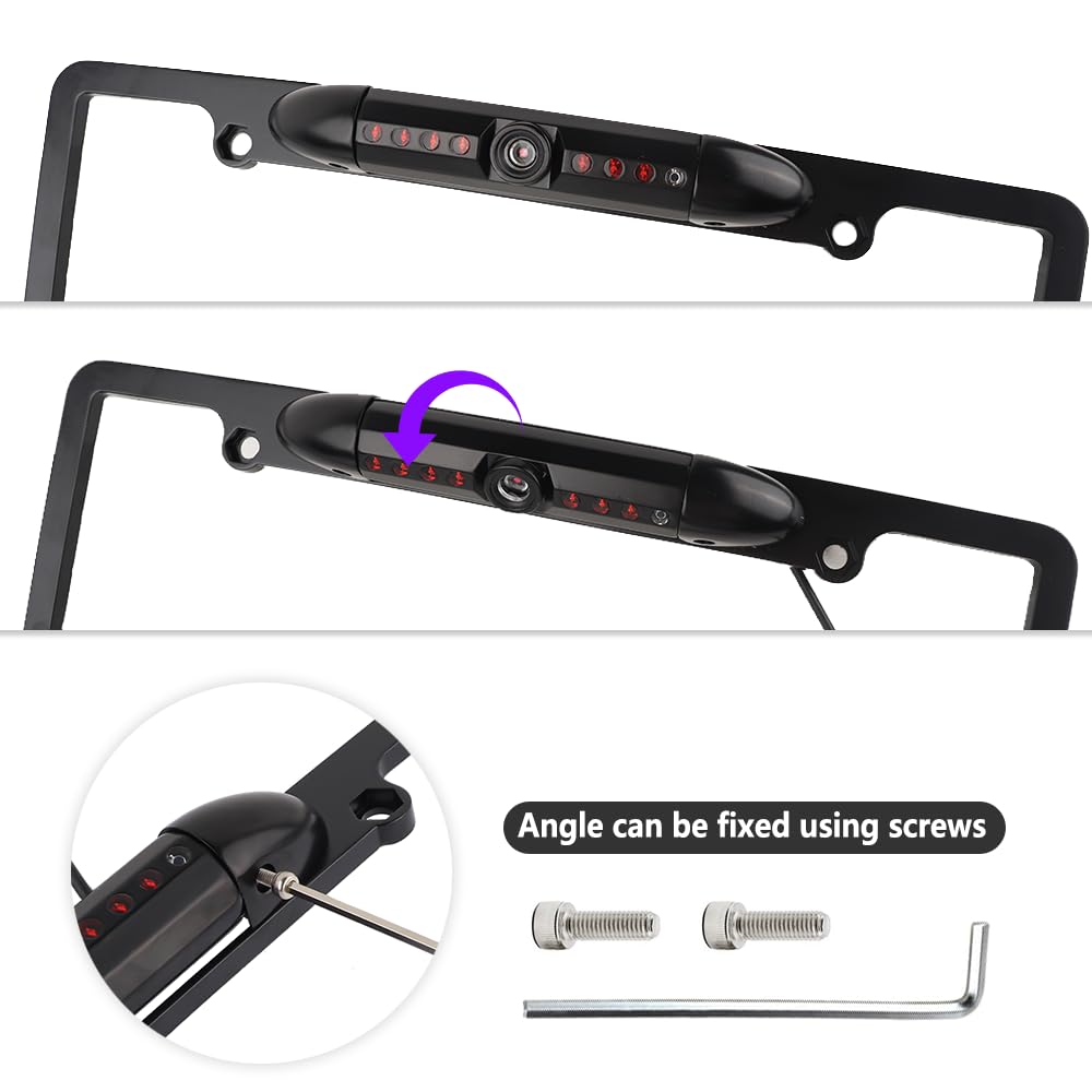 License Plate Backup Camera,HD Night Vision Reverse Camera with 8 LED,170°Wide Angle Waterproof Car Rear View Camera Fits Car Truck SUV RV with US License Plates