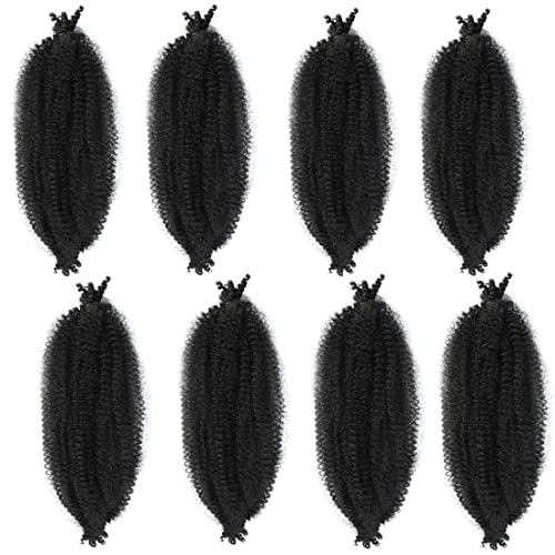 8 Packs Pre-Separated Springy Afro Twist Hair Suitable for Damaged Soft Locs Synthetic Marley Twist Braiding Hair (18 inches, 1B)