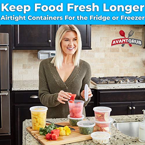 Deli-Grade BPA-Free 8oz Plastic Containers with Lids 48ct. Leakproof Microwavable Portion Container for To-Go Orders, Food Prep and Storage. Reusable Takeout Cups for Restaurant, Cafe and Catering.