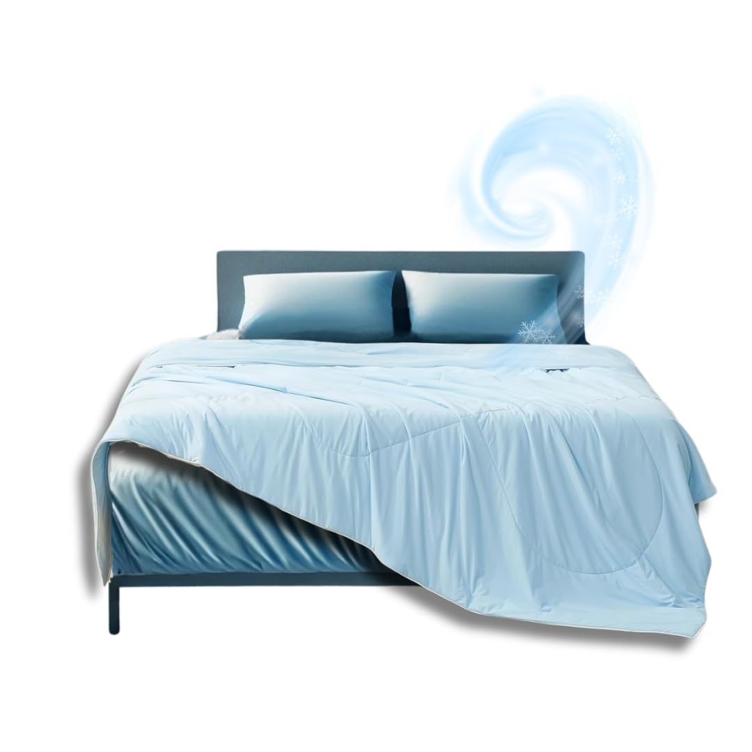 Continental Bedding Arctic Dreams Blue Cooling Comforter Duvet Breathable & Soft Polyester/Nylon Fabric - California King Size 108 Inch x 96 Inch