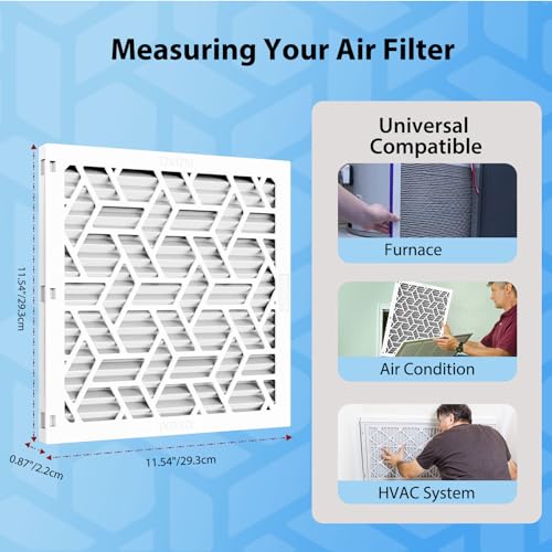 UBeesize 12x12x1 Air Filter(5-Pack),Upgrade AC/HVAC/Furnace Filter,MERV 8,MPR 700,Easy to Close/Open,1xReusable ABS Frame+5xReplaceable Filter(Actual Size: 11.54x11.54x0.87 Inch)