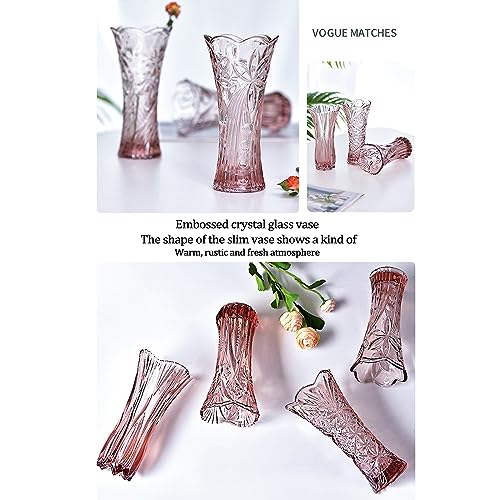 GIDARY Clear Crystal Vase,Glass Flower Vase Thickening Design for Home Decor Centerpieces, Wedding, Mothers Gift,7.6'' Tall