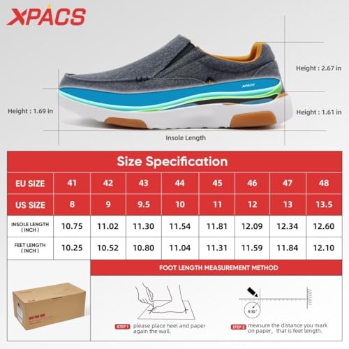 XPACS Mens Best Recovery Casual Shoes for Outdoor Hanging Out, Fashionabl Orthopedic Slip-On Shoes for Foot Pain, Slip Resistant Walking Shoes with Eva Rubber Sole Khaki Size 13.5