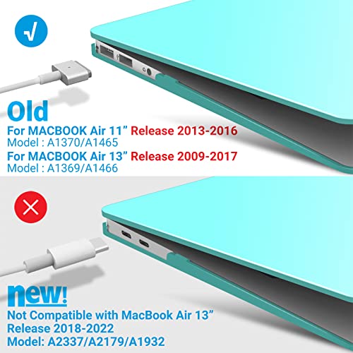 IBENZER Compatible with Old Version MacBook Air 13 Inch Case (2010-2017 Release). Models: A1466 / A1369, Plastic Hard Shell Case with Keyboard Cover for Mac Air 13, Olive Green, A13OLGN+1