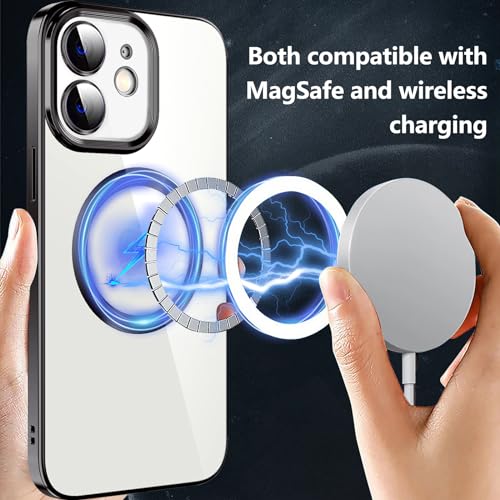 S. Tedazo Magnetic Clear Case for iPhone 11, Compatible with MagSafe Wireless Charging Military Drop Protection, Shockproof Slim Thin Transparent Phone Case for iPhone 11-Black