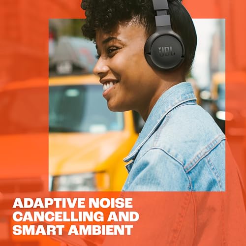 JBL TUNE 670NC - Adaptive Noise Cancelling with Smart Ambient Wireless On-Ear Headphones, Up to 70H battery life with speed charge, Lightweight, comfortable and foldable design (Black)