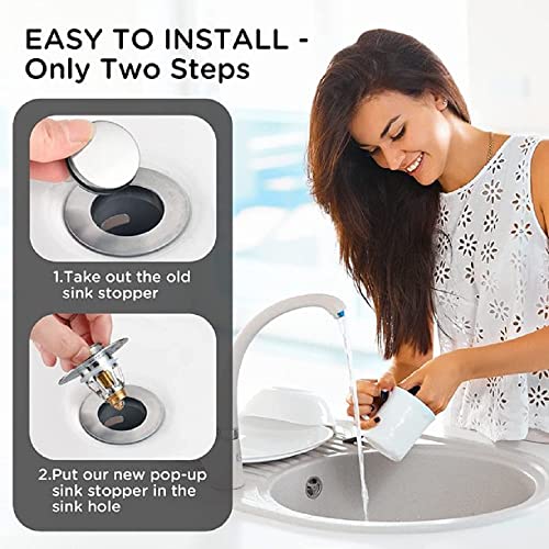 Universal Sink Stopper, Sink Stopper Replacement，Strainer for Bathroom Sink，1.1~1.5” Bathtub Stopper for Kitchen Bathroom Sink Stopper Drain Filter.(Silver)