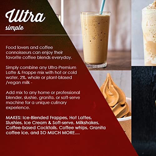 The Frozen Bean - Caramel Macchiato Frappe & Latte Instant Mix with Arabica Beans, 2x Caffienne, Low Sugar - for Hot, Iced, or Frappuccino-Style Blended Drinks - (20) 0.53oz Single Serve Sticks