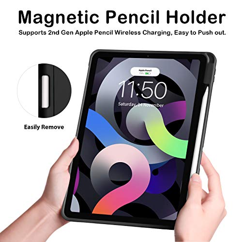 SIWENGDE Case for iPad Pro 11 Inch 4th/3rd/2nd Generation 2022/2021/2020 with Pencil Holder [Support iPad 2nd Pencil Charging] Slim Trifold Stand Smart Protective Cover, Auto Wake/Sleep(Black)