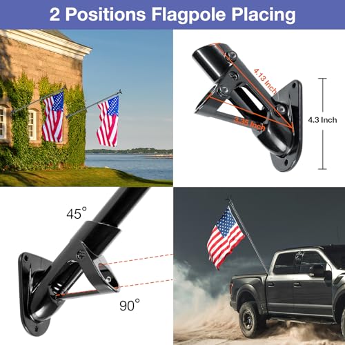 Flag Win 6FT Flag Pole Kit for House with Holder Bracket, Upgrade Stainless Steel Tangle Free Flagpole, Heavy Duty House Flag Pole Kit for 3x5 American Flag for Outside Porch,Outdoor,Boat (Black)