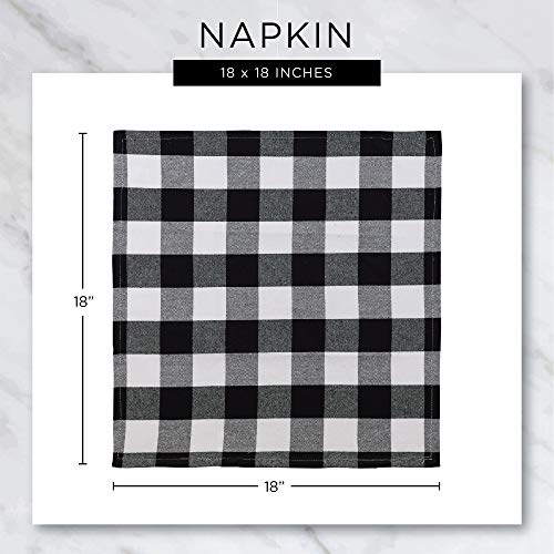 DII Basic Check Collection Tabletop, Napkin Set, Black, 6 Piece