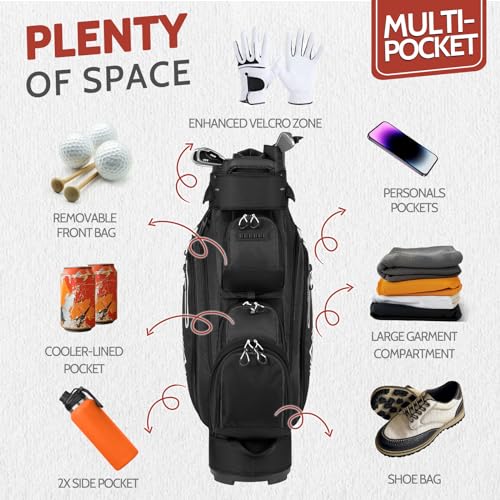 UNIHIMAL 14-Way Golf Cart Bag Pro with Full Length Divider Top, Golf Bag for Men with Handles and Rain Cover