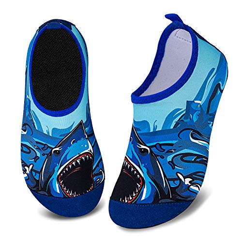 WateLves Kids Water Shoes Girls Boys Toddler Indoor House Slippers Barefoot Non-Slip First Walking Home Socks Shoes (Woven/Black, 34/35)