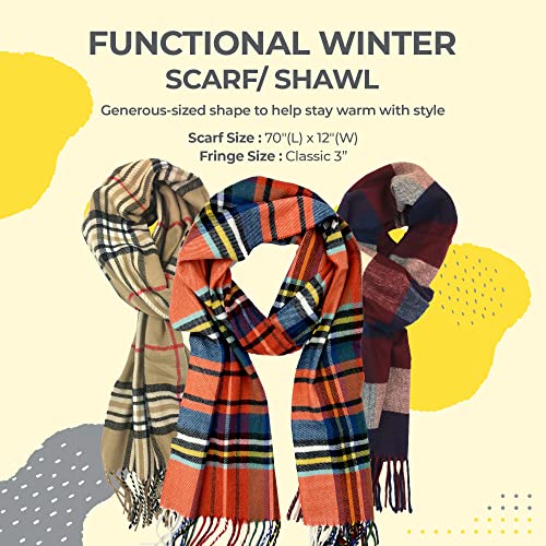 Plum Feathers Super Soft Luxurious Cashmere Feel Winter Scarf (Modern Purple plaid)