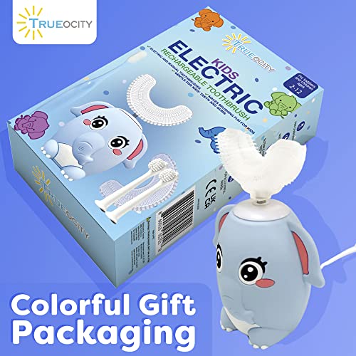 Trueocity Kids Toothbrushes U Shape, Kids Automatic Toothbrush, Toddler Toothbrush U Shaped, U Toothbrush Kids, Auto Toothbrush, Rechargeable Electric Brush Age 2+, Children's Toothbrush (Dinosaur)