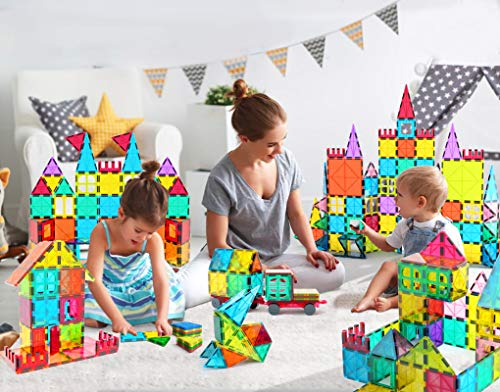 Jasonwell Magnetic Tiles Building Blocks Set for Boys Girls Preschool Educational Magnet Construction Kit Stacking STEM Toys Christmas Birthday Gifts for Kids Toddlers 3 4 5 6 7 8 9 10 + Year Old