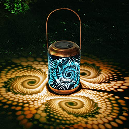 2 Pack Solar Lanterns Outdoor Hanging Lantern Lights, Dragonfly Hollowed-Out Metal Decor Lantern, Waterproof LED Decorative Garden Light - Delicate Garden Decoration for Patio, Yard