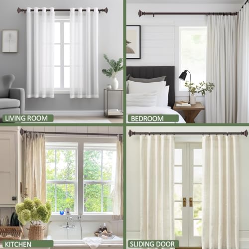 BRIOFOX BLACK Curtain Rods for Windows 28 to 48 Inch Adjustable Length 1 Inch Diameter Heavy Duty Window Curtain Rods for Indoor Ourdoors With Classic Square Finials