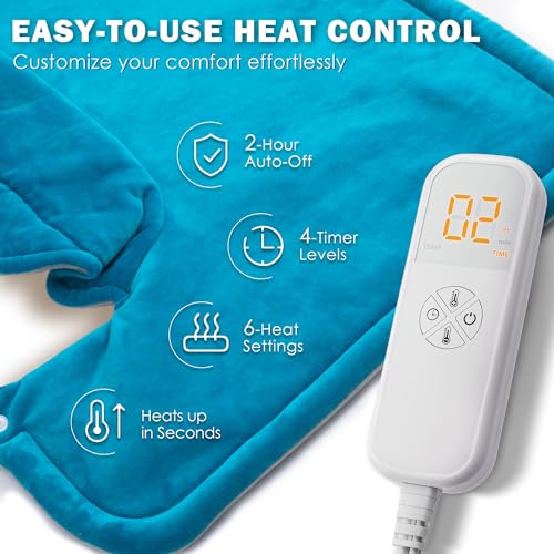 Heating Pad for Neck and Shoulders, Gifts for Men Dad Women Mom, Fathers Day Mothers Day Birthday Christmas Gifts, Weighted Neck Heating Pad for Pain Relief, 6 Heat Setting 2H Auto-Off Home Office