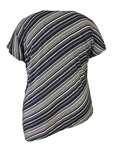 LEEBE Women's Asymmetrical Striped Top (S-XL) (S, Navy)