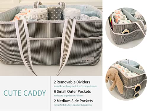Lily Miles Baby Diaper Caddy - Large Organizer Tote Bag for Baby essentials Boy or Girl - Baby Shower Basket - Nursery Must Haves - Registry Favorites - Newborn Caddie Car Travel