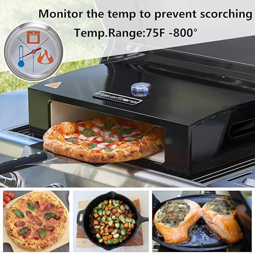 BakerStone Pizza Oven Outdoor, 5-Sided Stone Pizza Oven Box Kit for Gas Grill Top with Wood Paddle, Turning Peel, Dust Cover, Original Series