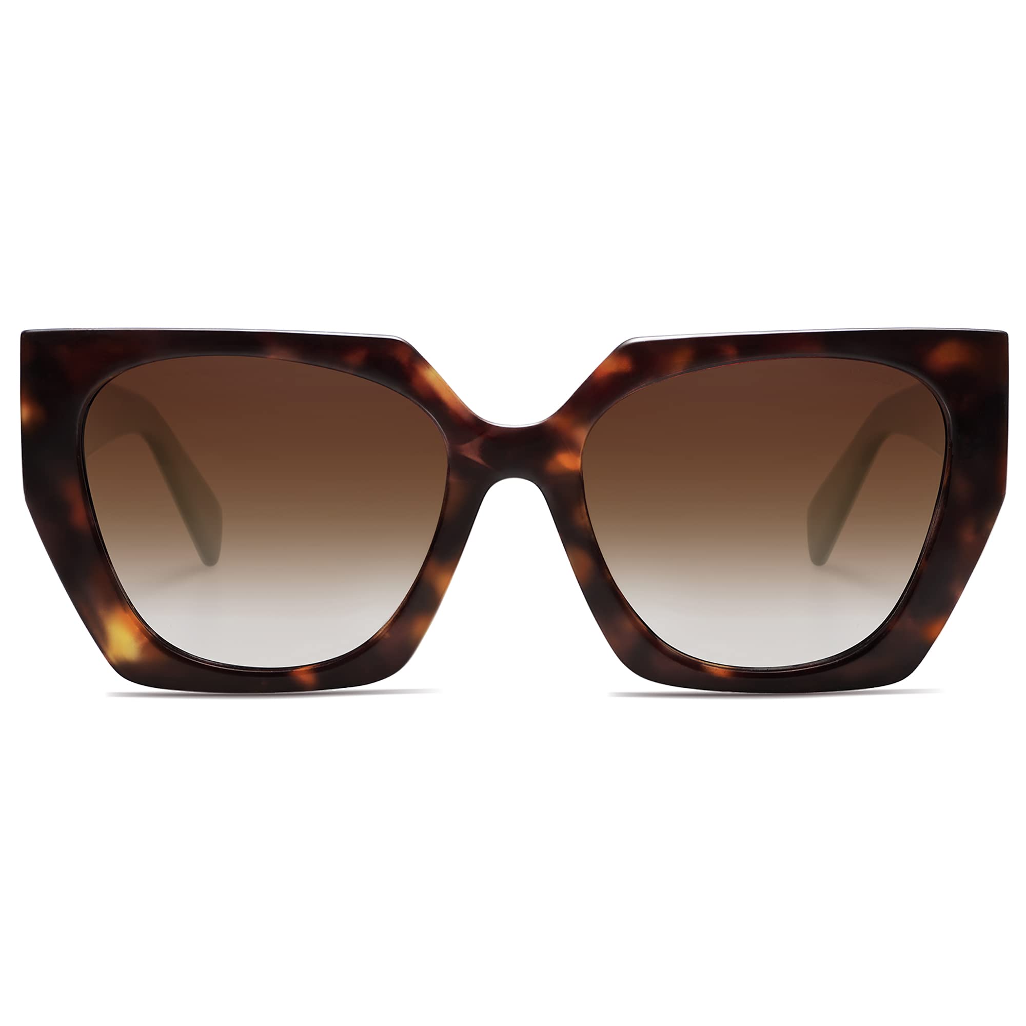 SOJOS Large Oversized Polarized Sunglasses for Women, Big Designer Womens Trendy Square Shades SJ2205, Dark Tortoise/Brown