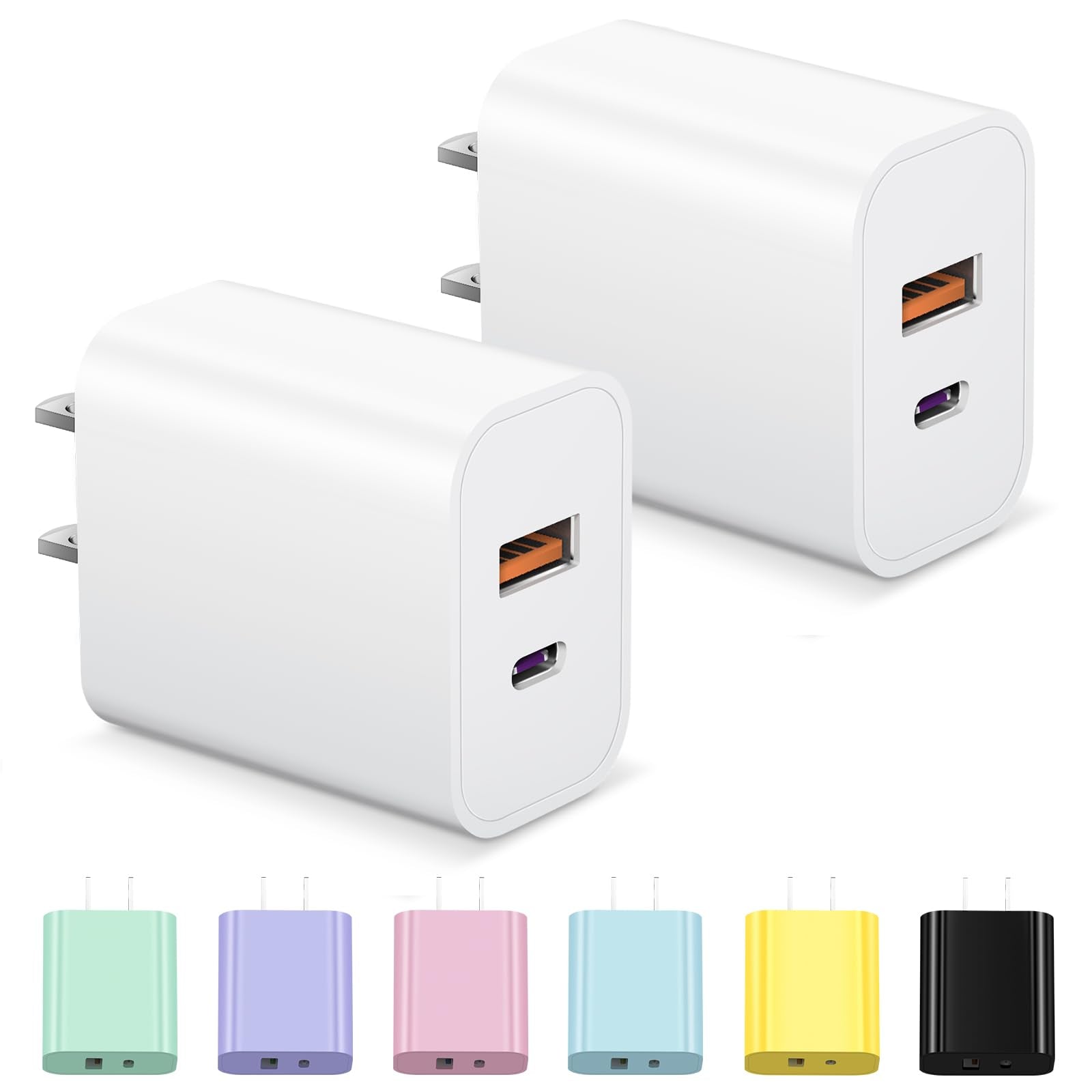 USB C Charger Block, iPhone 16 Charger Block Fast Charging Dual Port PD Power Adapter for iPhone 16/16 Pro/16 Pro Max/16 Plus/15/14/13/12/11, XS/X, iPad, Google Pixel, Samsung Galaxy