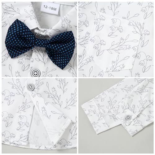 CARETOO Toddler Wedding Outfit Baby Boy Gentleman Long Sleeves Suit Sets with Pocket 12 Months to 5 Years
