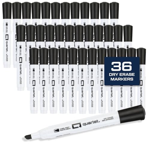 Quartet Dry Erase Markers, Chisel Tip White Board Dry Erase Markers, Office Essentials, Black, 36 Pack (Q120Z03-R)