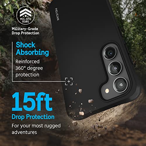 Pelican Protector - Samsung Galaxy S24 Case [6.2"] [16ft MIL-STD Drop Protection] [Wireless Charging] Phone Case for Samsung Galaxy S24 - Slim, Rugged Cover with Anti Scratch Technology - Black