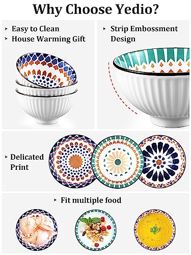 Yedio Small Bowls Set, White Ceramic Bowls of 6, 10 oz Porcelain Bowl for Kitchen Dessert Rice Side Dish Snack Soup Fruits Cereal Ice Cream, Microwave Dishwasher Freezer Oven Safe Easy Clean Stackable