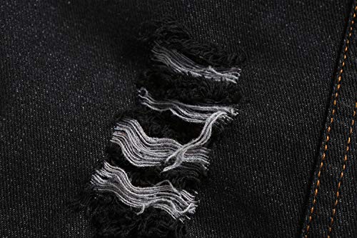 NASKY Men's Fit Retro Ripped Denim Vest Sleeveless Jean Vest and Jacket (Small, Black)