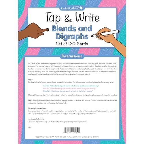Really Good Stuff Tap and Write Blends and Digraphs - 124 Cards