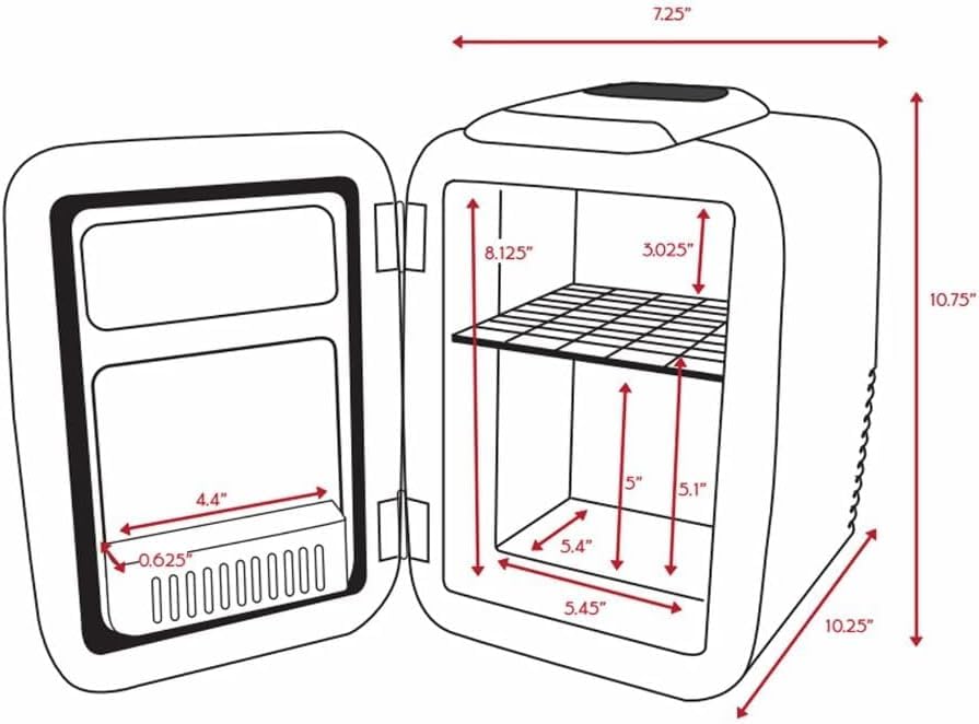 Cooluli Mini Fridge for Bedroom - Car, Office Desk & Dorm Room - Portable 4L/6 Can Electric Plug In Cooler & Warmer for Food, Drinks, Skincare Beauty & Makeup - 12v AC/DC & Exclusive USB Option, Black