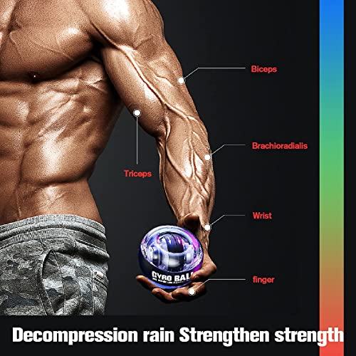 JIN BD Wrist Trainer Ball Auto-Start Wrist Strengthener Gyroscopic Forearm Exerciser Gyro Ball for Strengthen Arms, Fingers, Wrist Bones and Muscles With LED light, black