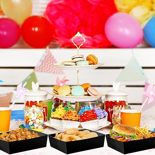 Uiifan 50 Pack Paper Food Tray 5 lb Large Food Boats Nacho Plates Disposable Serving Snack Trays Grease Resistant for Graduation Party Birthday Supplies(Sky Blue)