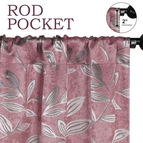 Superior Blackout Curtains, Room Darkening Window Accent for Bedroom, Sun Blocking, Thermal, Modern Bohemian Curtains, Leaves Collection, Set of 2 Panels, Rod Pocket - 42 in x 63 in, Sage