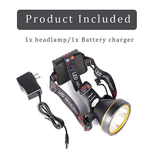 Yongkist Coon Hunting Light Super Bright Headlamp Rechargeable Ergonomic LED Spotlight Head Torch with Power Supply Waterproof Flashlight for Outdoor Camping Fishing Hunting Hiking (White Light)