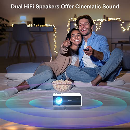 FUDONI Projector with WiFi and Bluetooth, Outdoor Portable 4K Support Projector 18000L HD 1080P Max 300" Display Zoom, Movie Video Home Theater Projector Compatible with HDMI/USB/Phone/Laptop/TV Stick