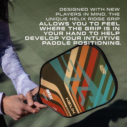 2024 SLK Helix Pro Pickleball Paddle | Carbon Fiber & Fiberglass Hybrid Face | Thermoformed Carbon Fiber Core | Unmatched Control | Grooves