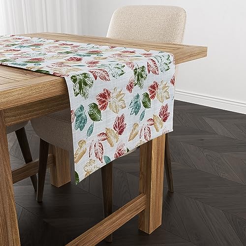RUVANTI 100% Cotton Cloth Table Runner, Grey/Orange Floral Fall & Christmas, Table Runners 36 Inches Long, Perfect for Coffee Gatherings, Thanksgiving Dinner Parties, and as Farmhouse Table Runners