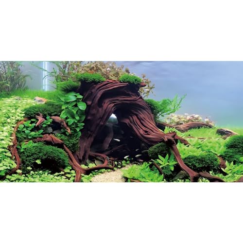 AWERT 72x16 inches Wood Aquarium Seaweed Aquarium Background River Bed & Lake Fish Tank Background Seagrass Aquarium Vinyl Background